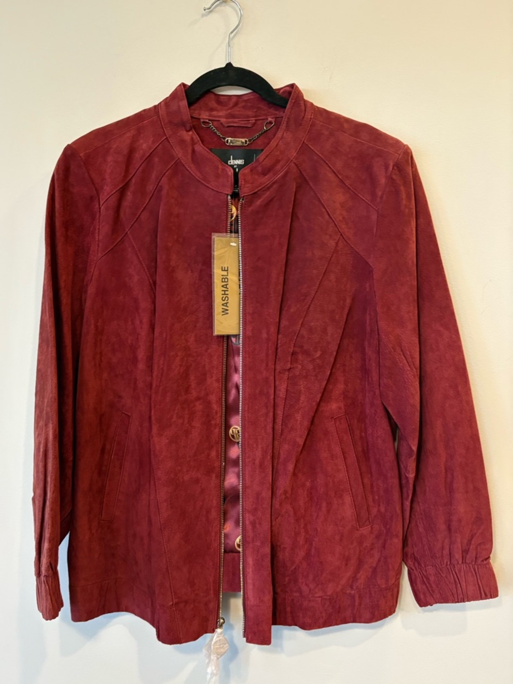 DENNIS BASSO nwt suede 1x biker maroon red jacket NEW
